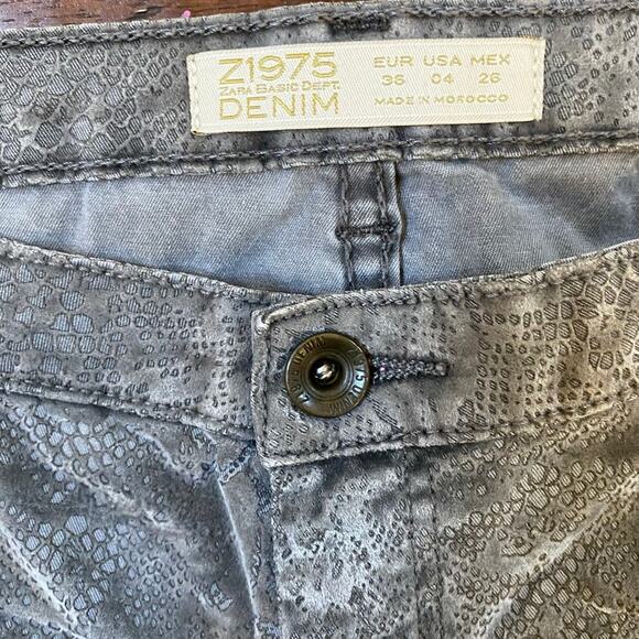 ZARA Z1975 Snakeskin Printed Denim Jeans Pants Waxed Finish 4 X‎ 26 - Picture 14 of 16